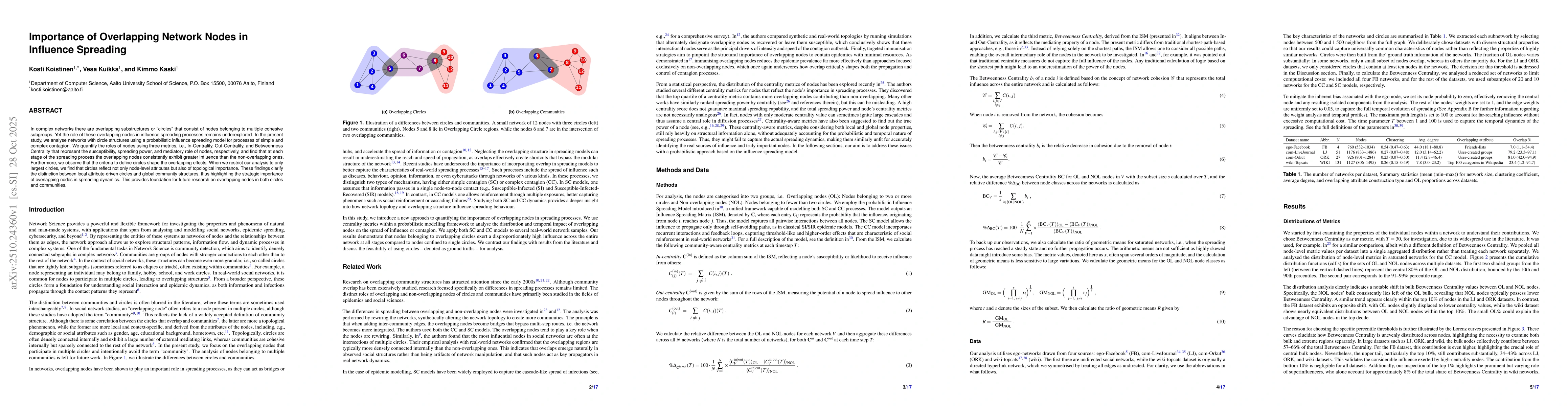 Thumbnail for Importance of Overlapping Network Nodes in Influence Spreading