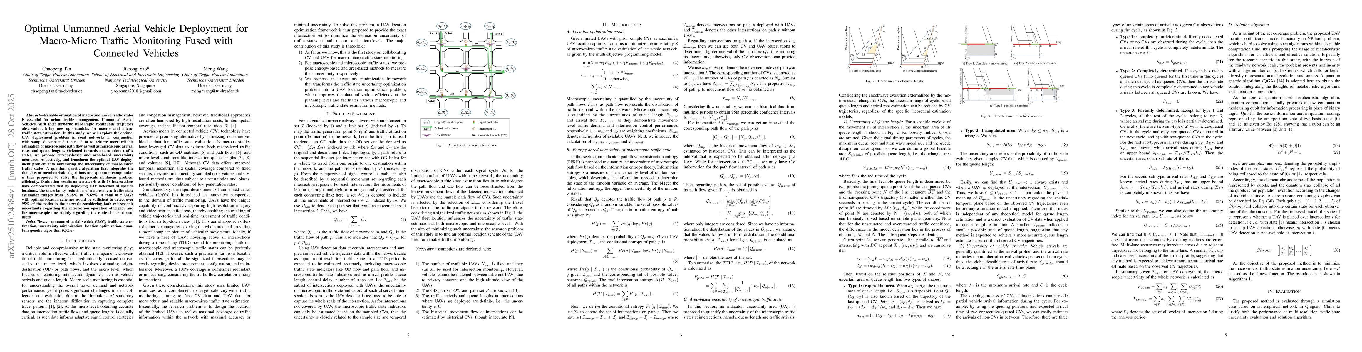 Thumbnail for Optimal Unmanned Aerial Vehicle Deployment for Macro-Micro Traffic
  Monitoring Fused with Connected Vehicles
