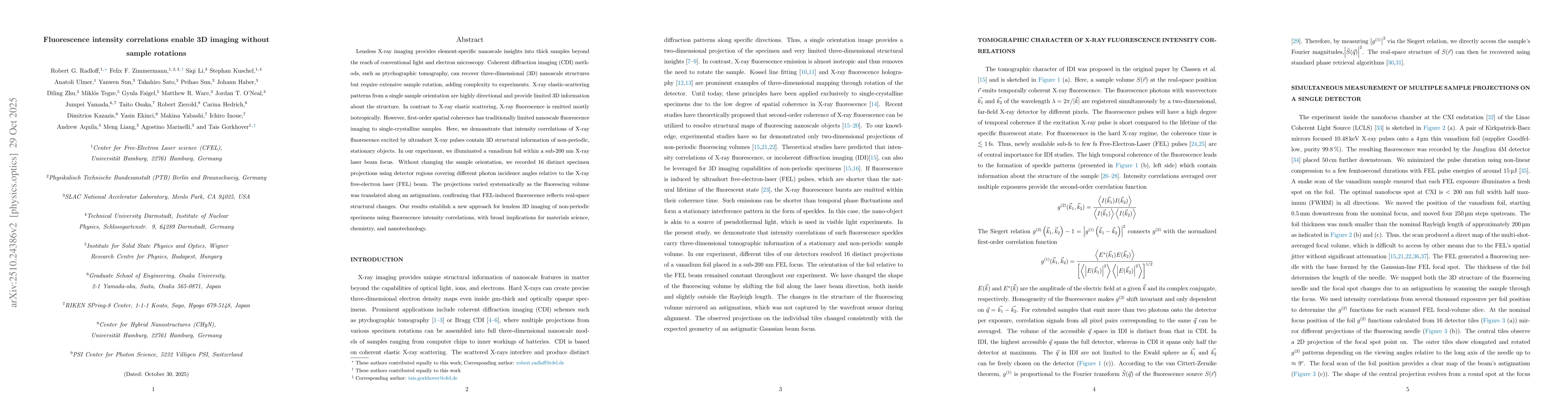 Thumbnail for Fluorescence intensity correlations enable 3D imaging without sample
  rotations