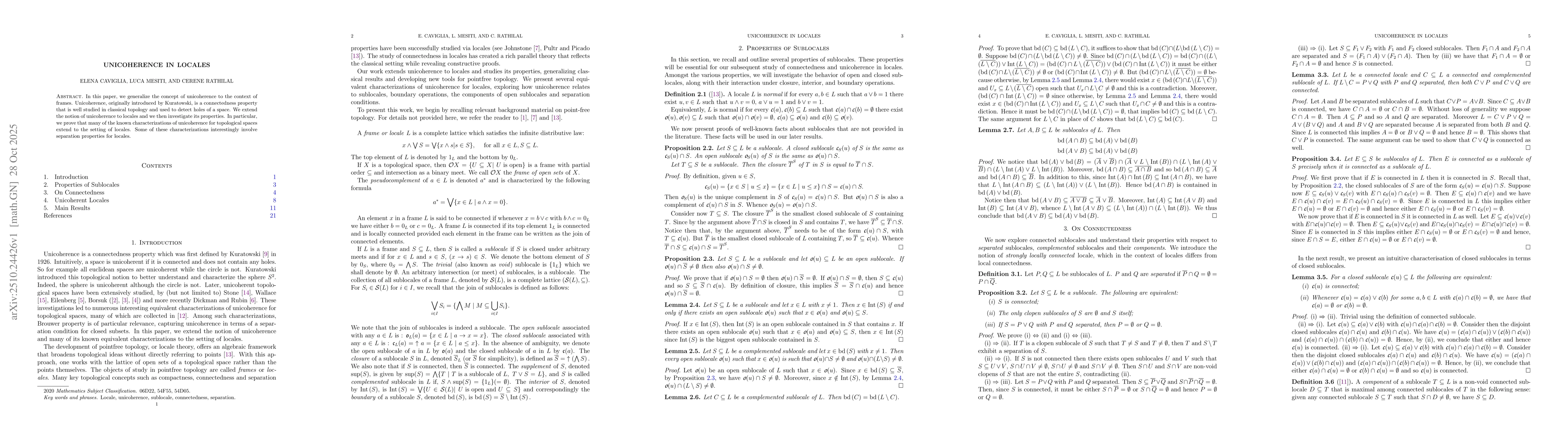 Thumbnail for Unicoherence in Locales