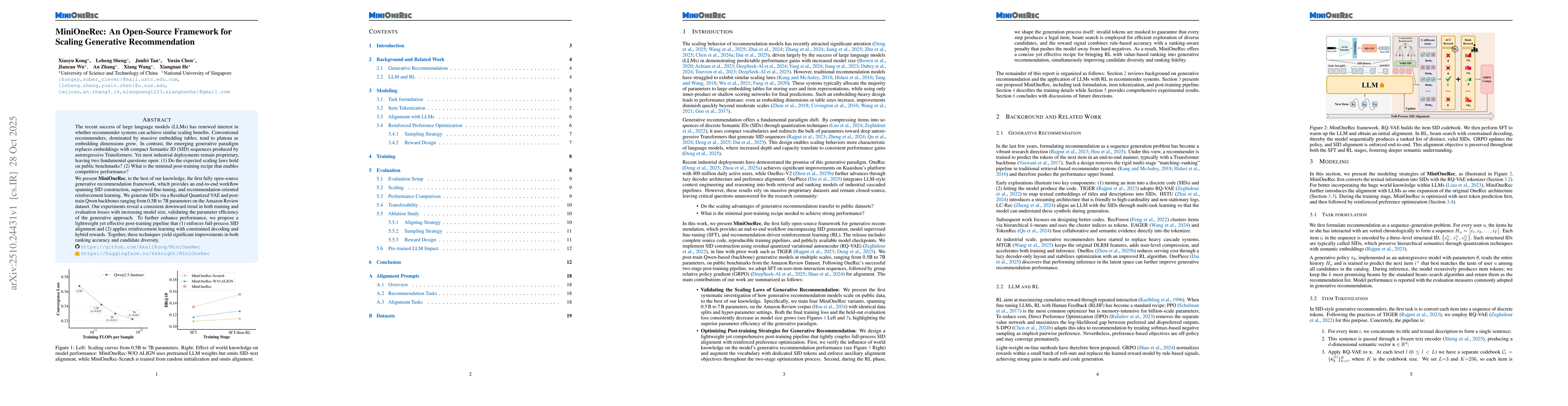 Thumbnail for MiniOneRec: An Open-Source Framework for Scaling Generative
  Recommendation