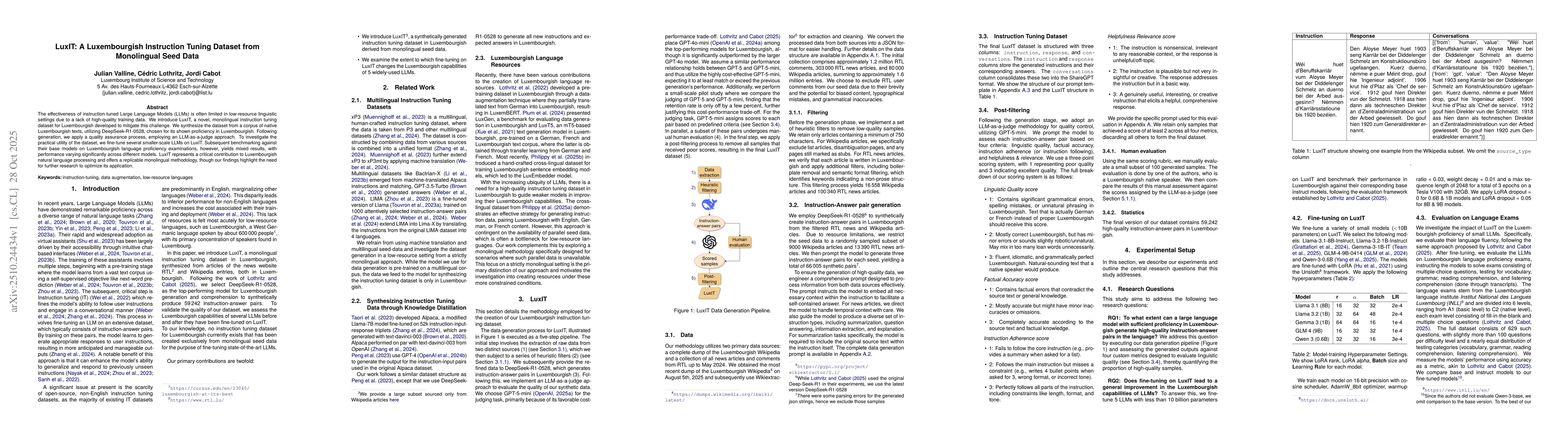 Thumbnail for LuxIT: A Luxembourgish Instruction Tuning Dataset from Monolingual Seed
  Data