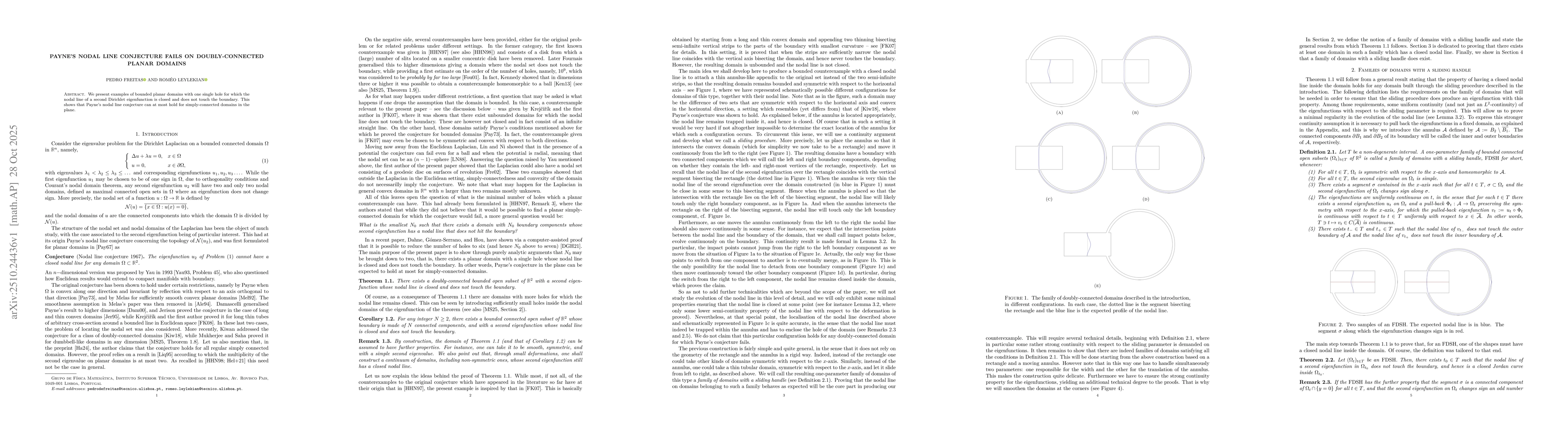 Thumbnail for Payne's nodal line conjecture fails on doubly-connected planar domains