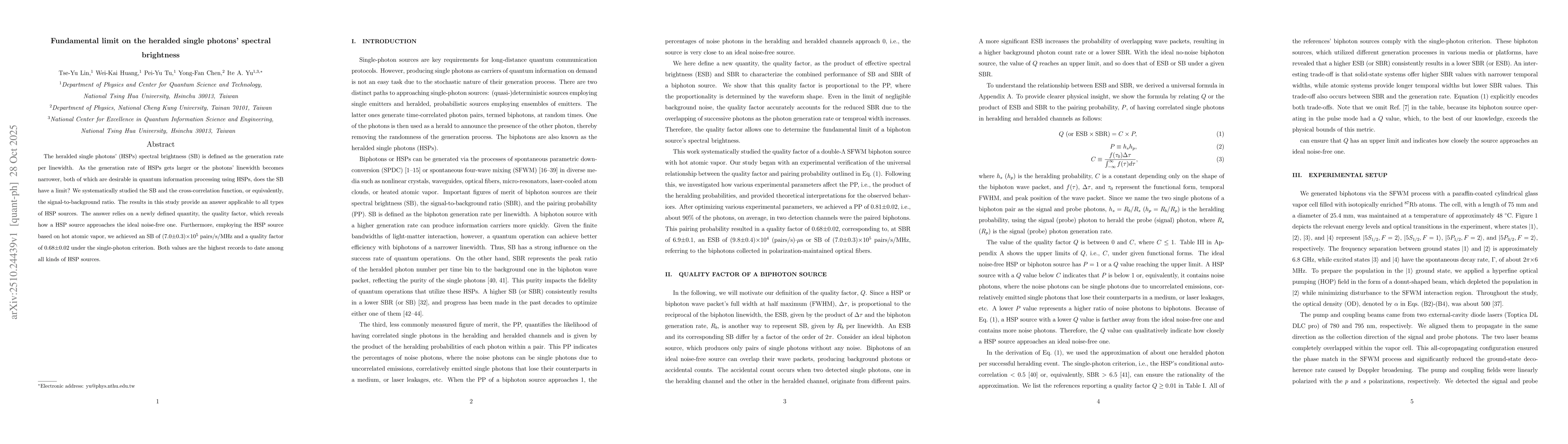 Thumbnail for Fundamental limit on the heralded single photons' spectral brightness