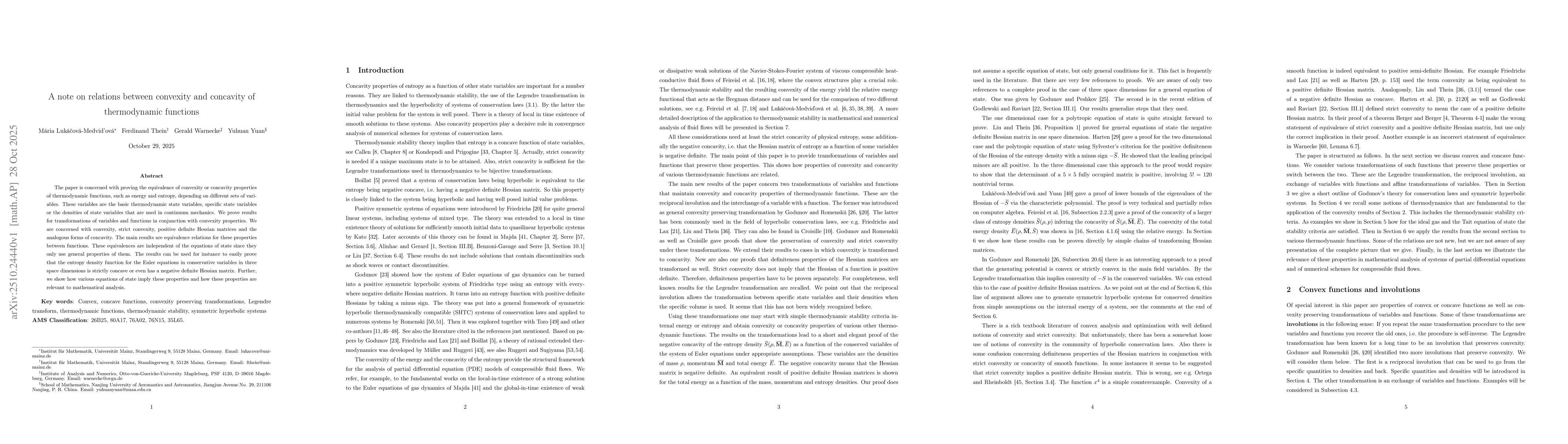 Thumbnail for A note on relations between convexity and concavity of thermodynamic
  functions