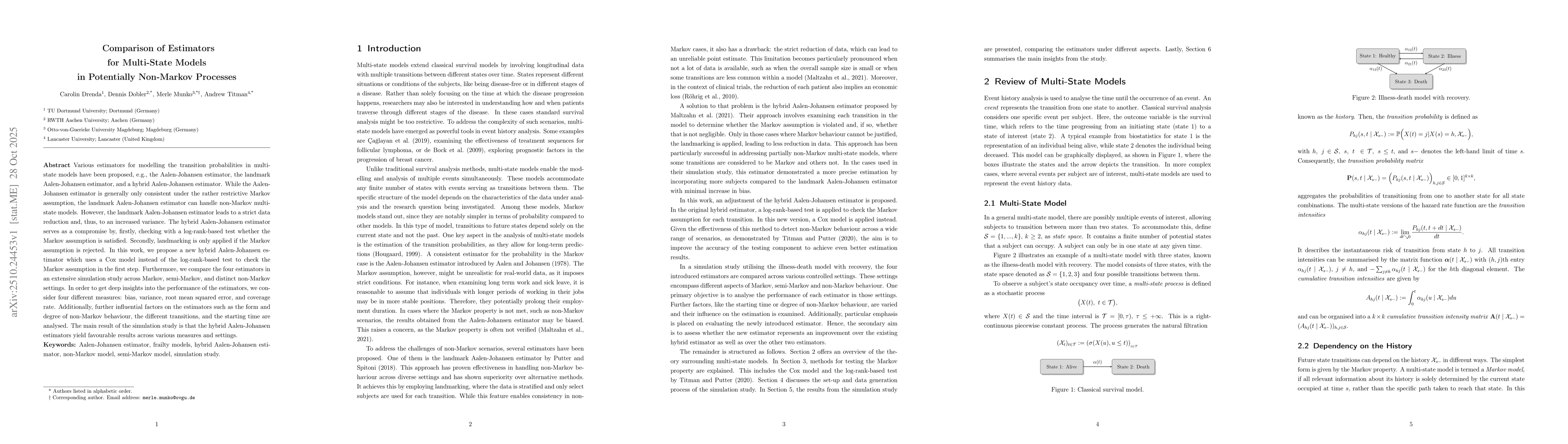 Thumbnail for Comparison of Estimators for Multi-State Models in Potentially
  Non-Markov Processes