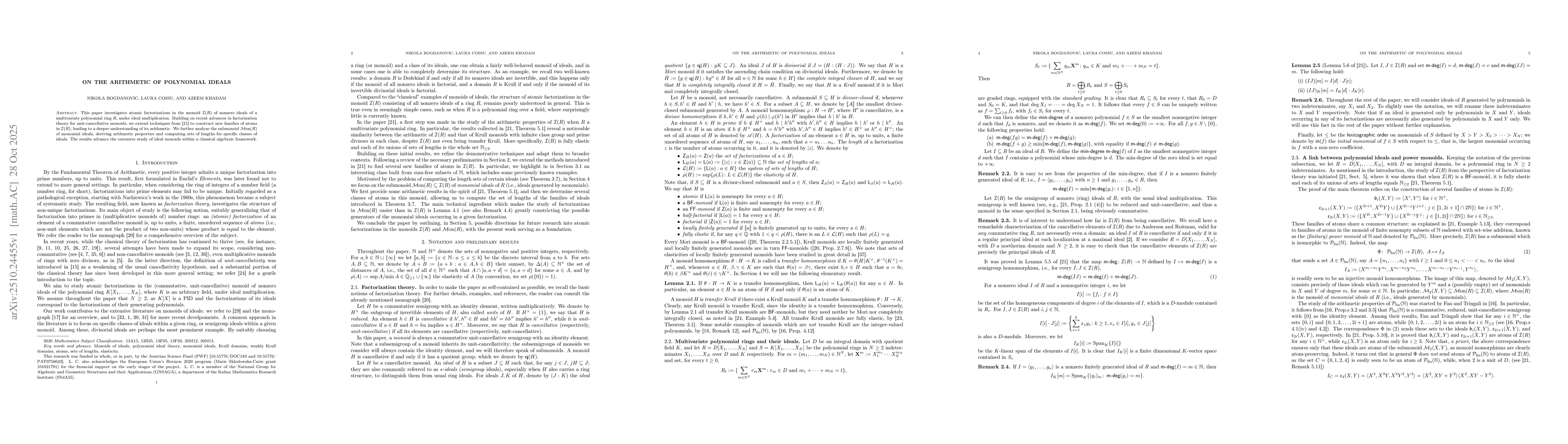 Thumbnail for On the arithmetic of polynomial ideals