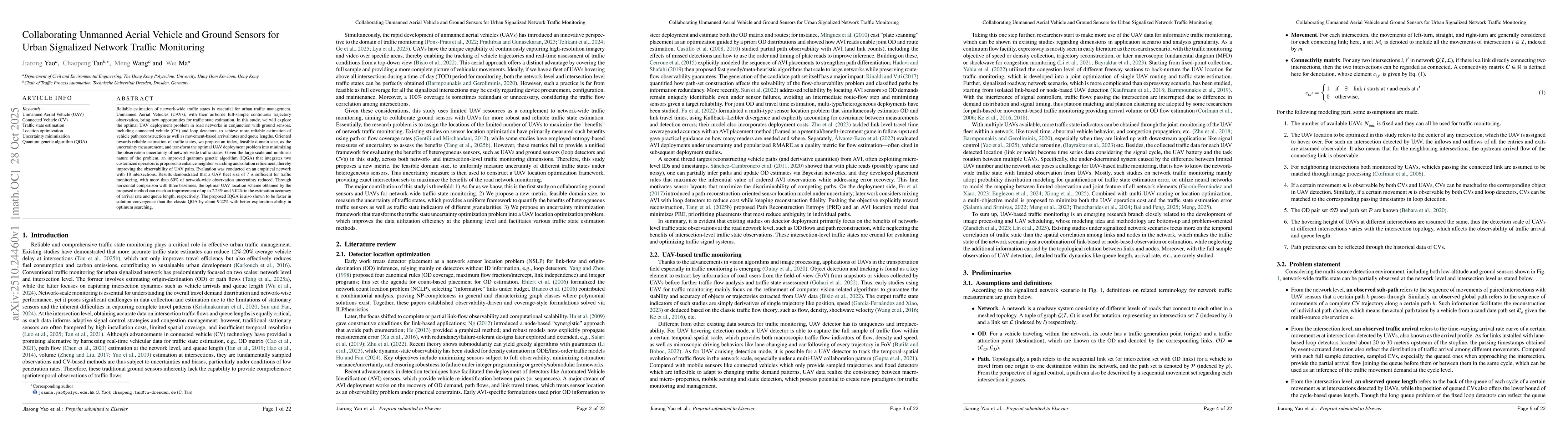 Thumbnail for Collaborating Unmanned Aerial Vehicle and Ground Sensors for Urban
  Signalized Network Traffic Monitoring
