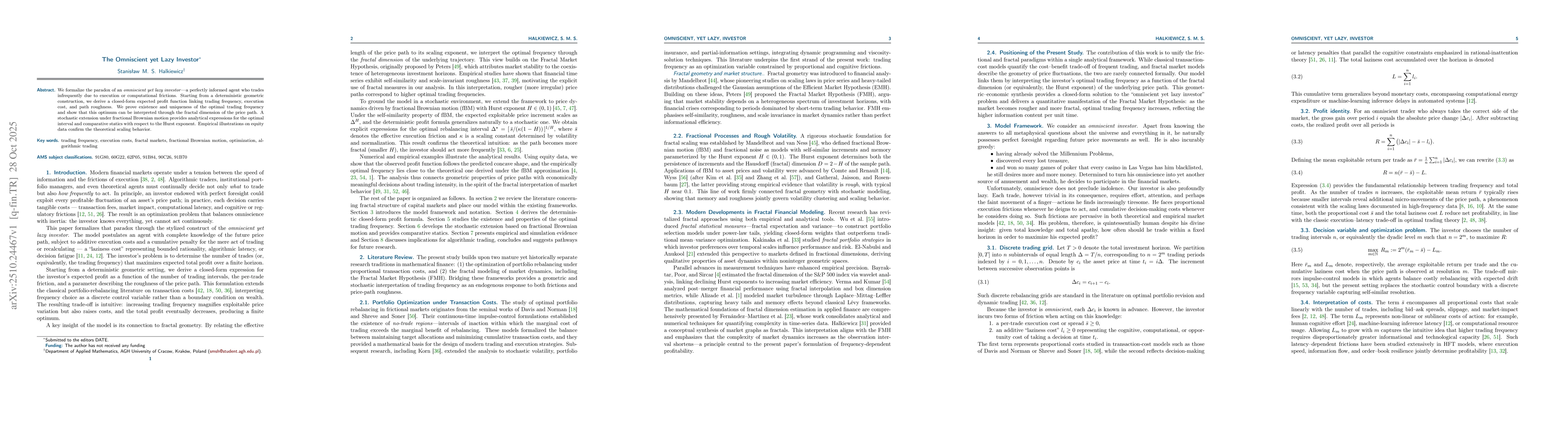 Thumbnail for The Omniscient, yet Lazy, Investor