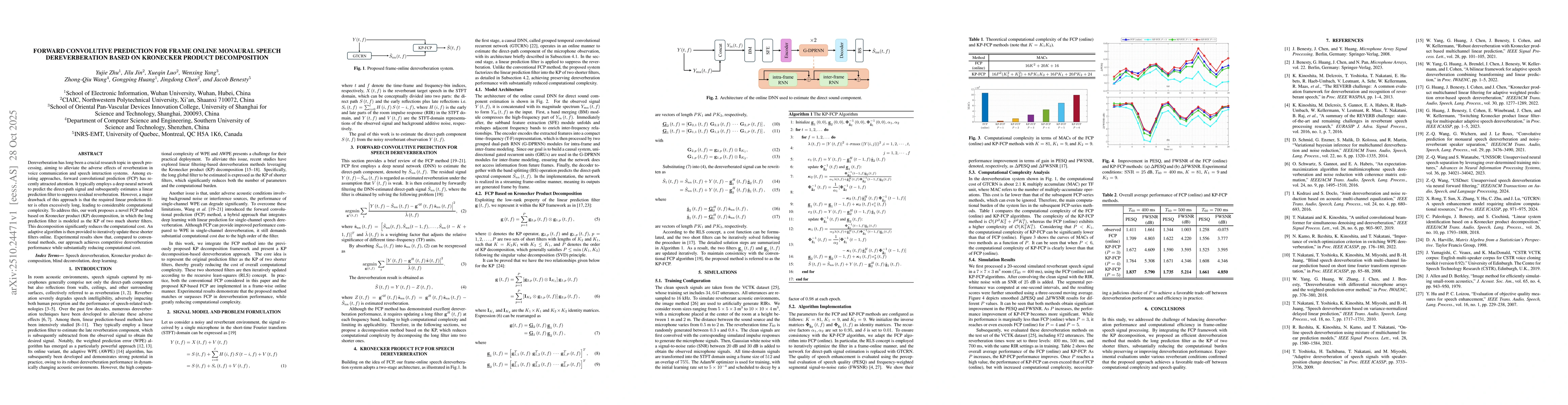 Thumbnail for Forward Convolutive Prediction for Frame Online Monaural Speech
  Dereverberation Based on Kronecker Product Decomposition