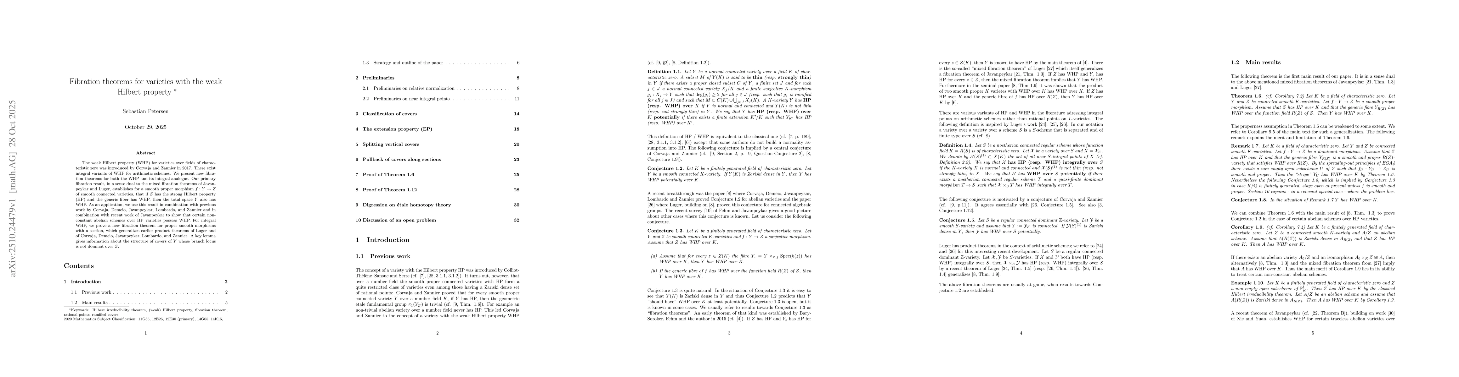 Thumbnail for Fibration theorems for varieties with the weak Hilbert property