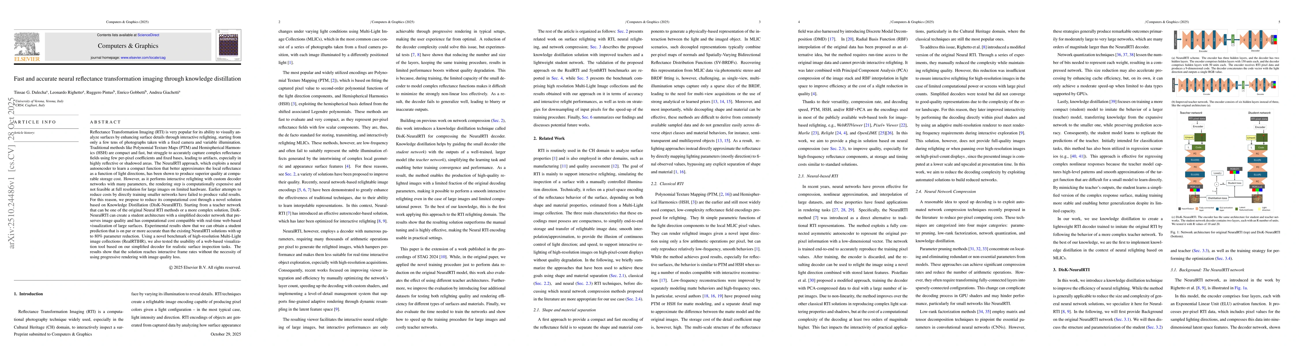Thumbnail for Fast and accurate neural reflectance transformation imaging through
  knowledge distillation