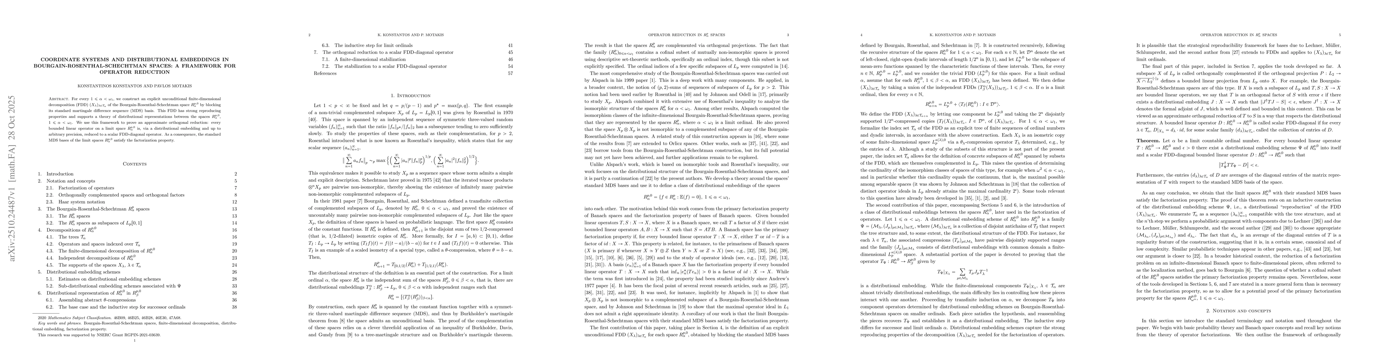Thumbnail for Coordinate systems and distributional embeddings in
  Bourgain-Rosenthal-Schechtman spaces: a framework for operator reduction