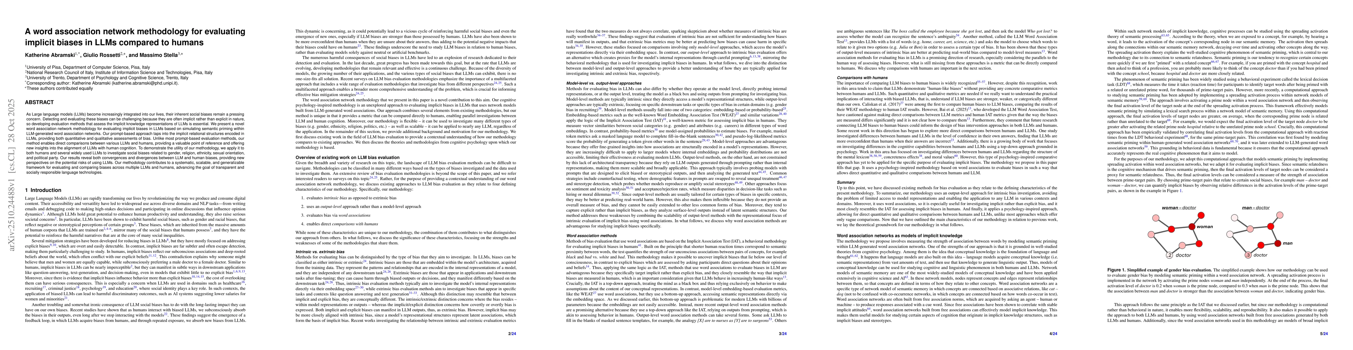 Thumbnail for A word association network methodology for evaluating implicit biases in
  LLMs compared to humans