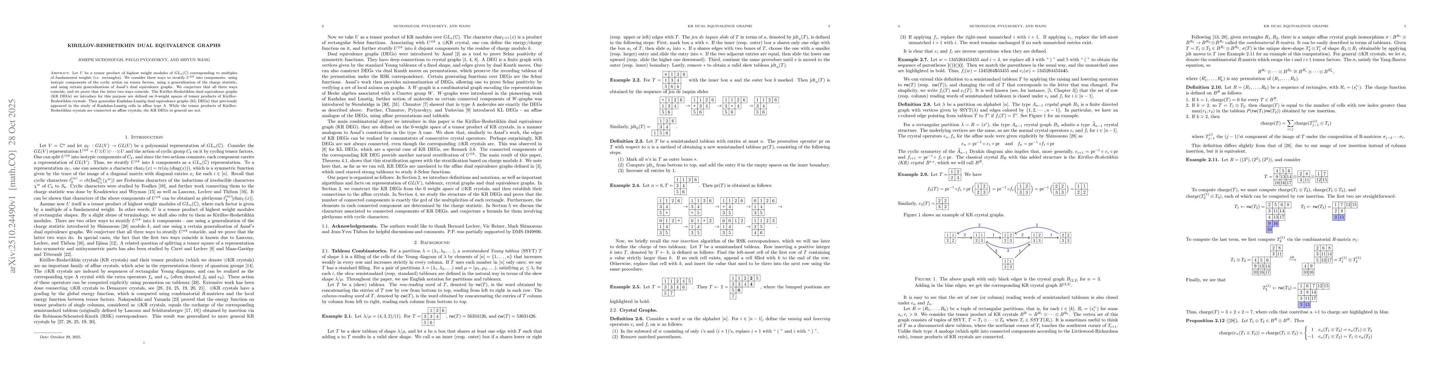 Thumbnail for Kirillov-Reshetikhin Dual Equivalence Graphs