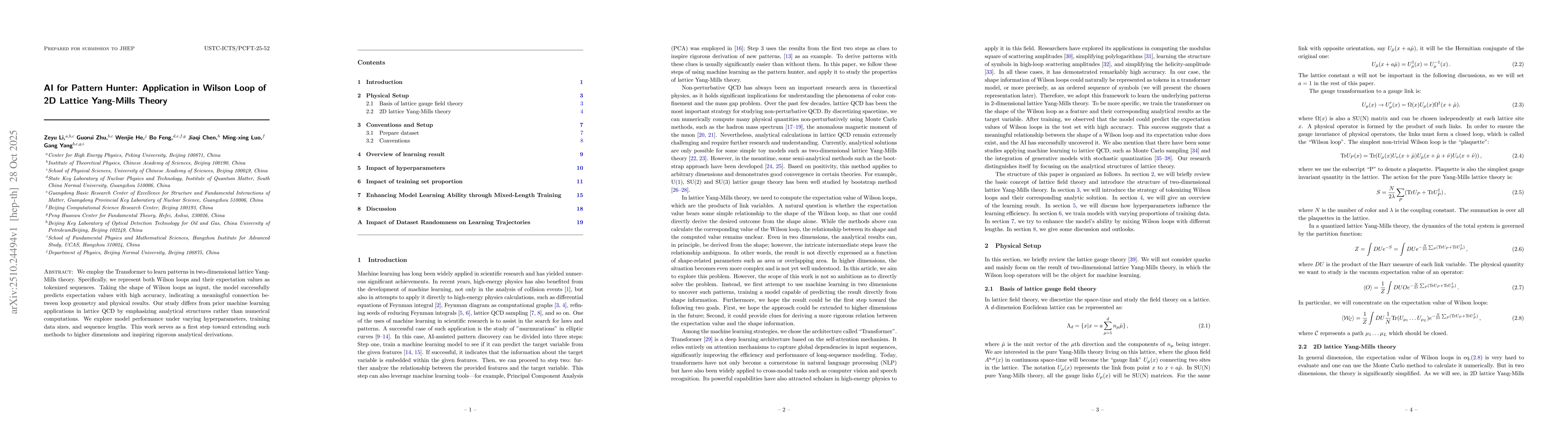 Thumbnail for AI for Pattern Hunter: Application in Wilson Loop of 2D Lattice
  Yang-Mills Theory