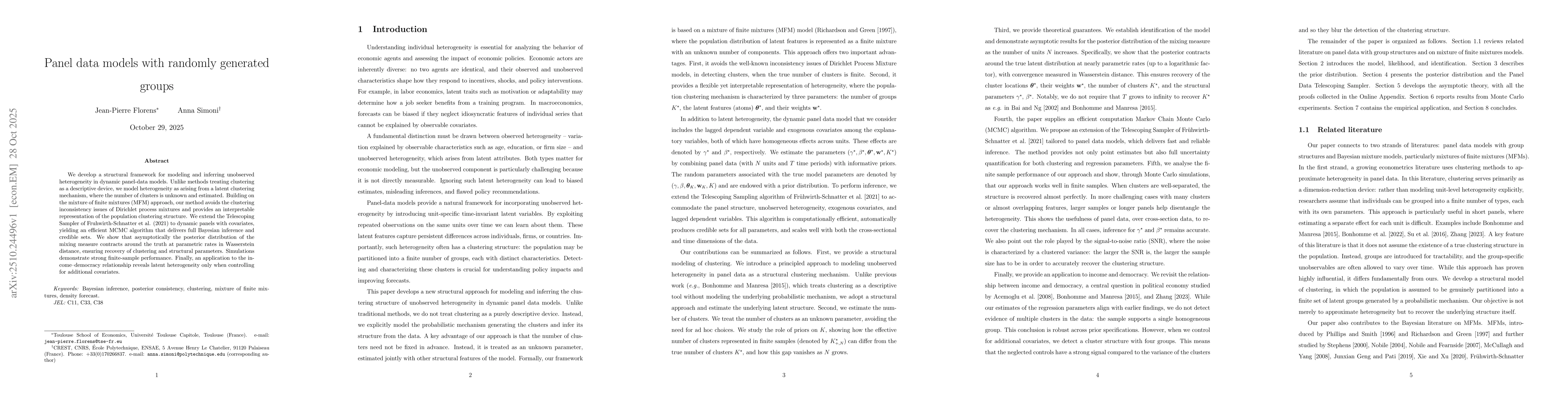 Thumbnail for Panel data models with randomly generated groups