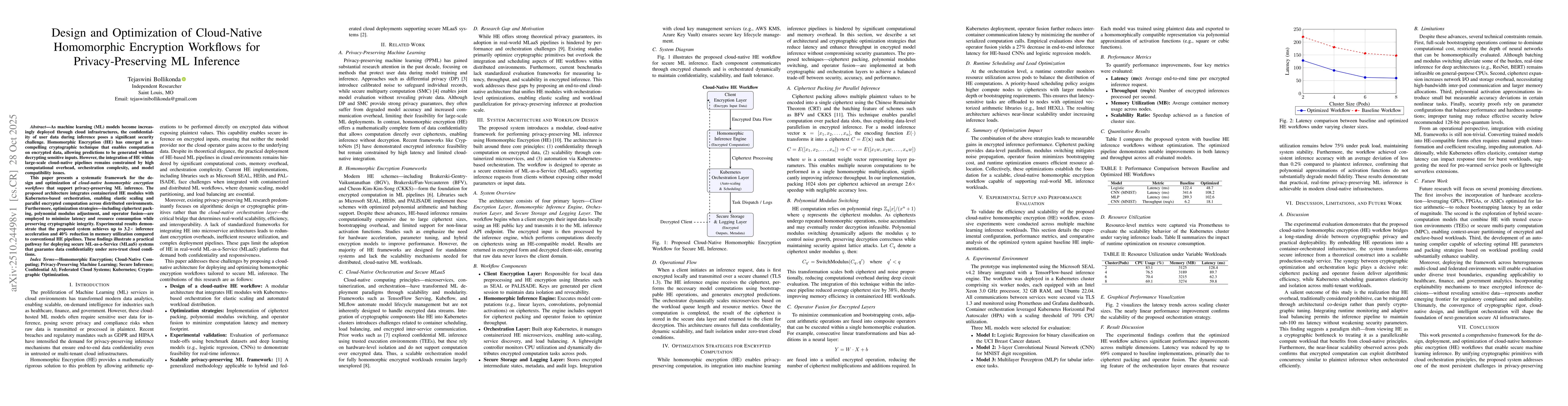 Thumbnail for Design and Optimization of Cloud Native Homomorphic Encryption Workflows
  for Privacy-Preserving ML Inference
