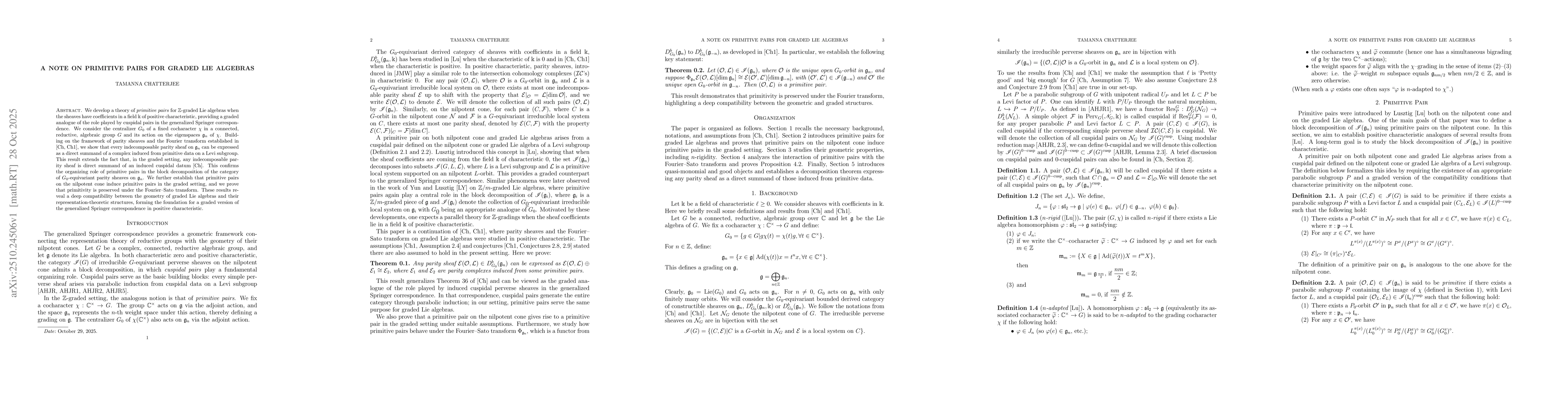 Thumbnail for A Note on primitive pairs for graded Lie algebras