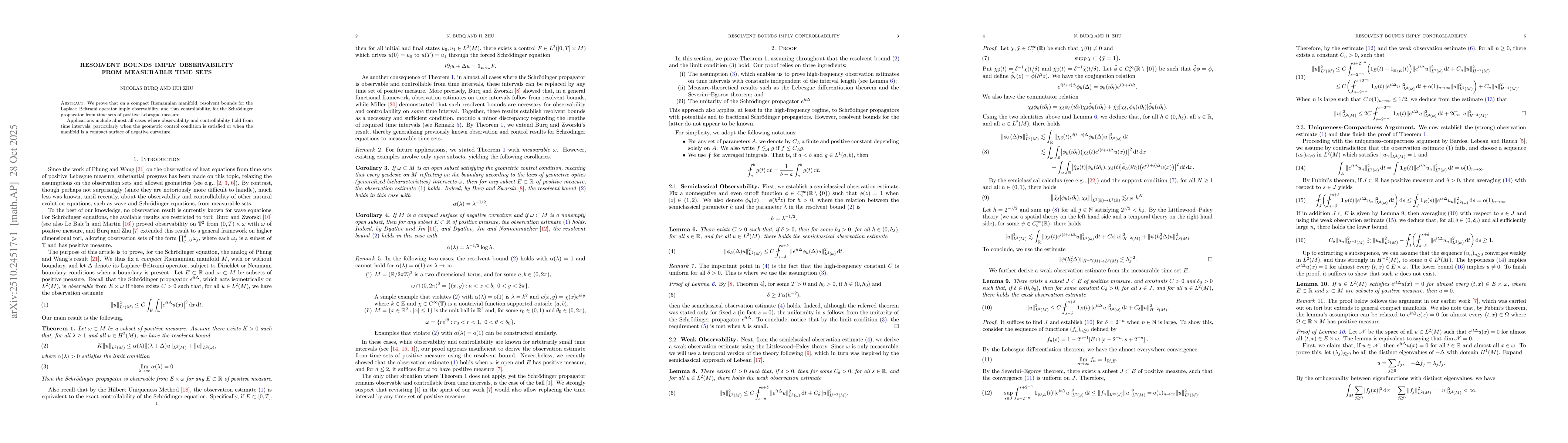 Thumbnail for Resolvent bounds imply observability from measurable time sets for
  Schrödinger equations