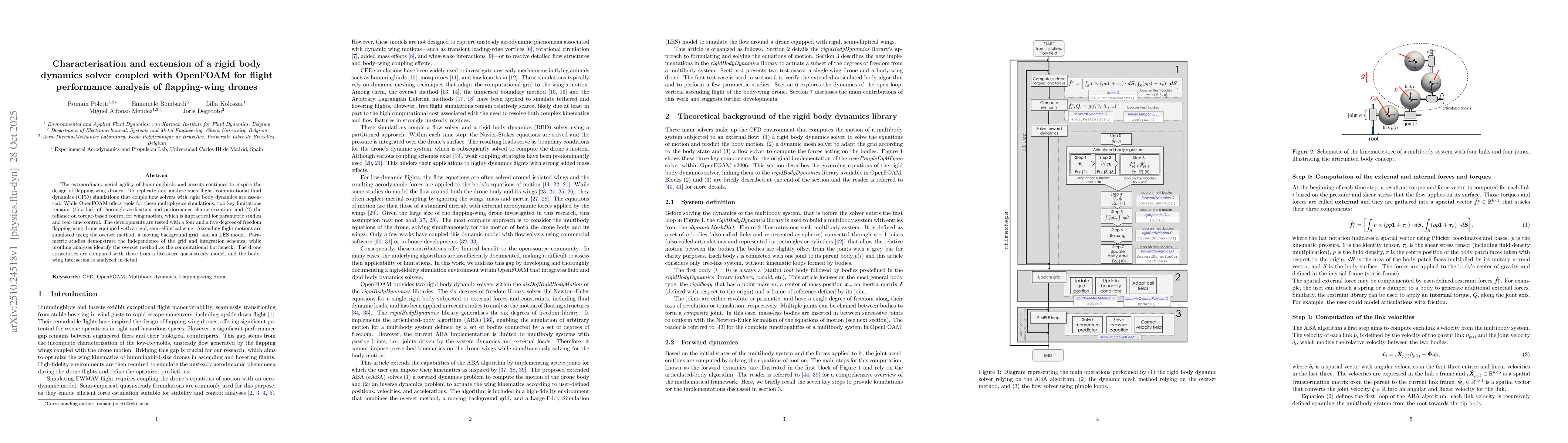 Thumbnail for Characterisation and extension of a rigid body dynamics solver coupled
  with OpenFOAM for flight performance analysis of flapping-wing drones