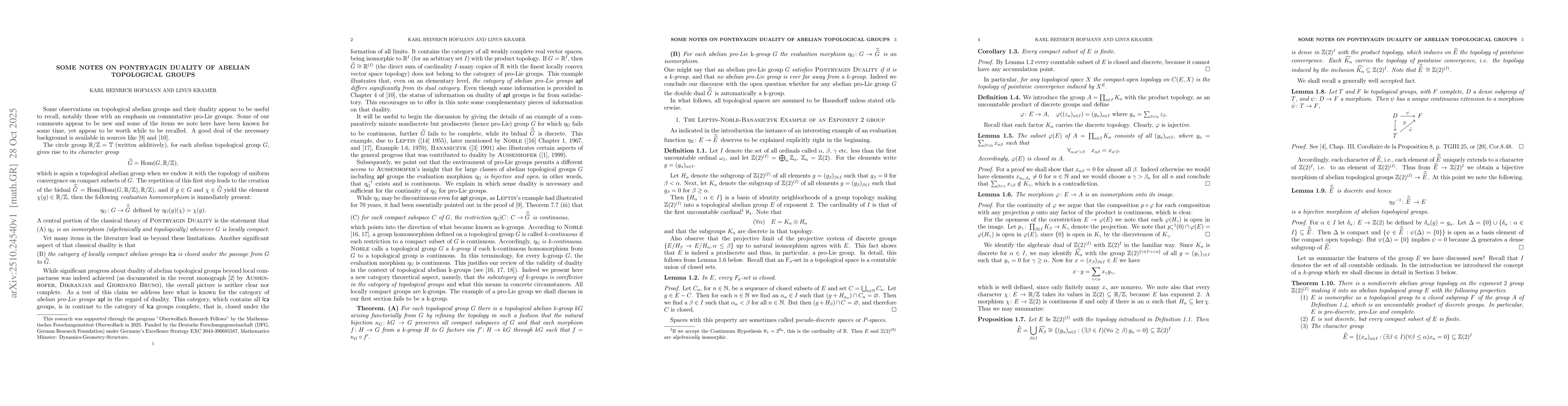Thumbnail for Some notes on Pontryagin duality of abelian topological groups