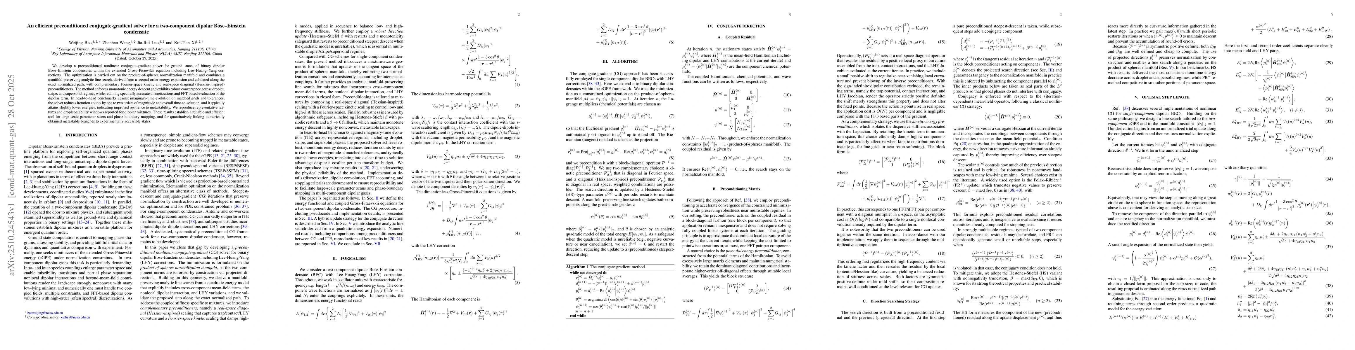 Thumbnail for An efficient preconditioned conjugate-gradient solver for a
  two-component dipolar Bose-Einstein condensate