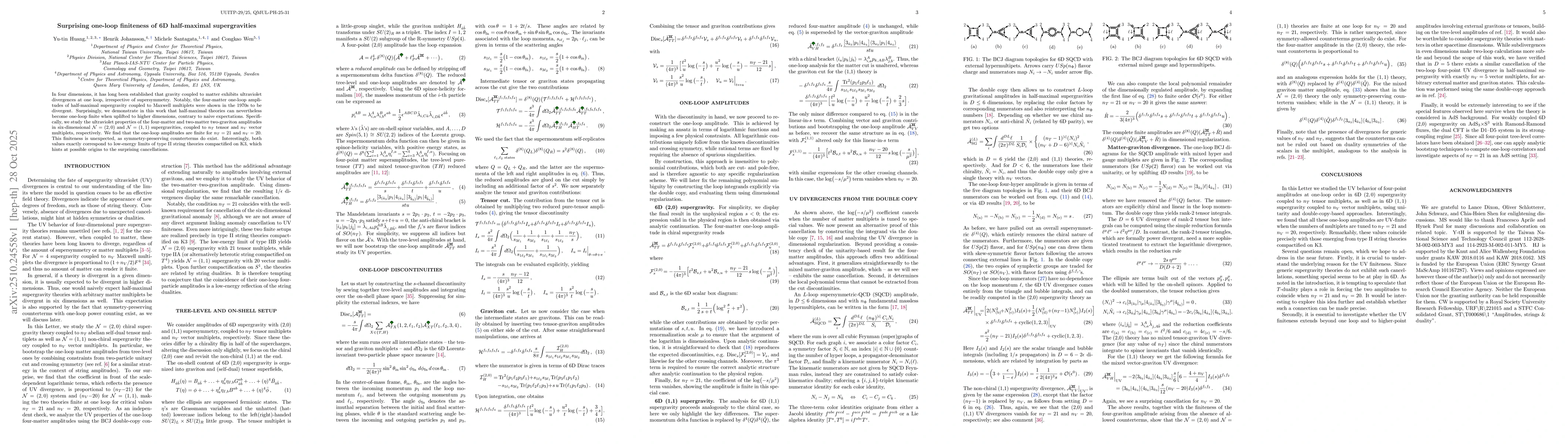 Thumbnail for Surprising one-loop finiteness of 6D half-maximal supergravities