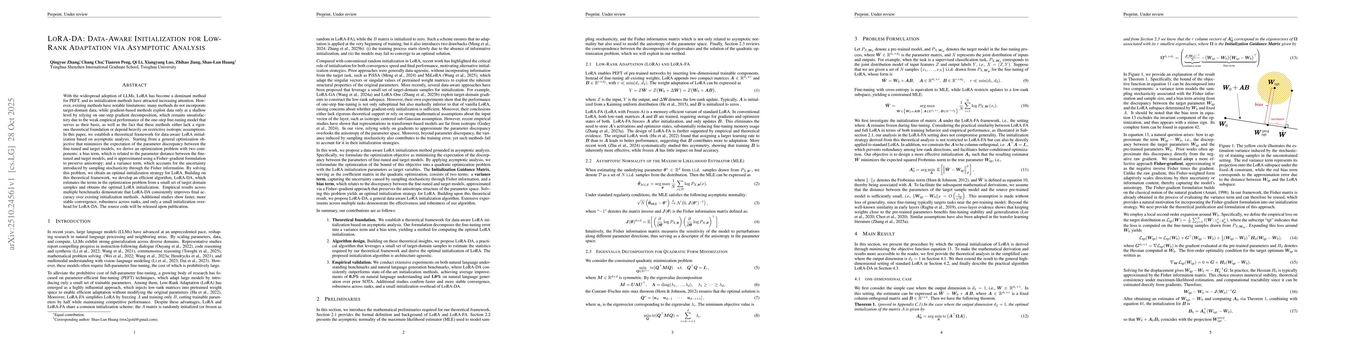 Thumbnail for LoRA-DA: Data-Aware Initialization for Low-Rank Adaptation via
  Asymptotic Analysis
