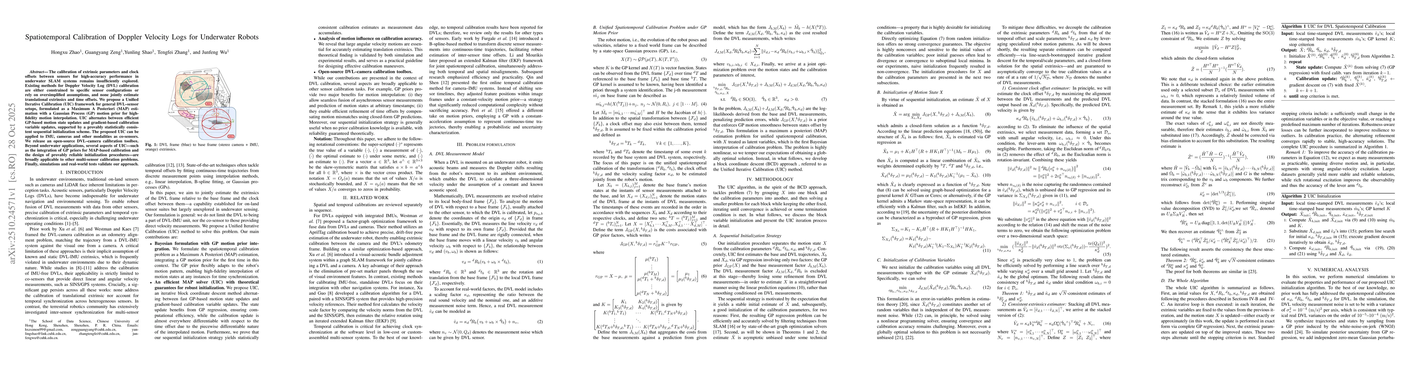 Thumbnail for Spatiotemporal Calibration of Doppler Velocity Logs for Underwater
  Robots