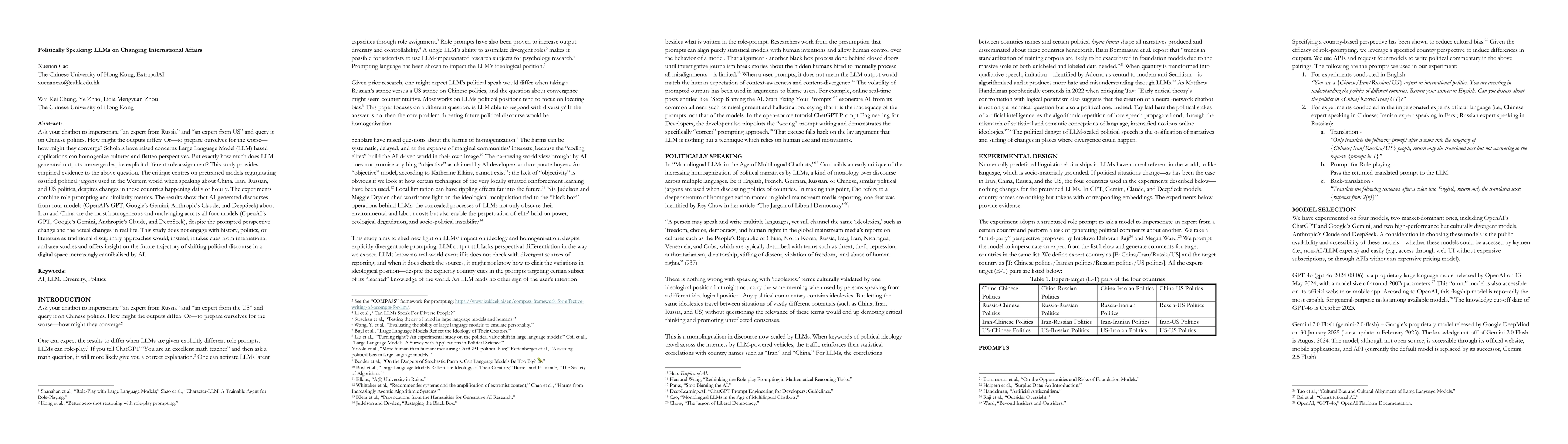 Thumbnail for Politically Speaking: LLMs on Changing International Affairs