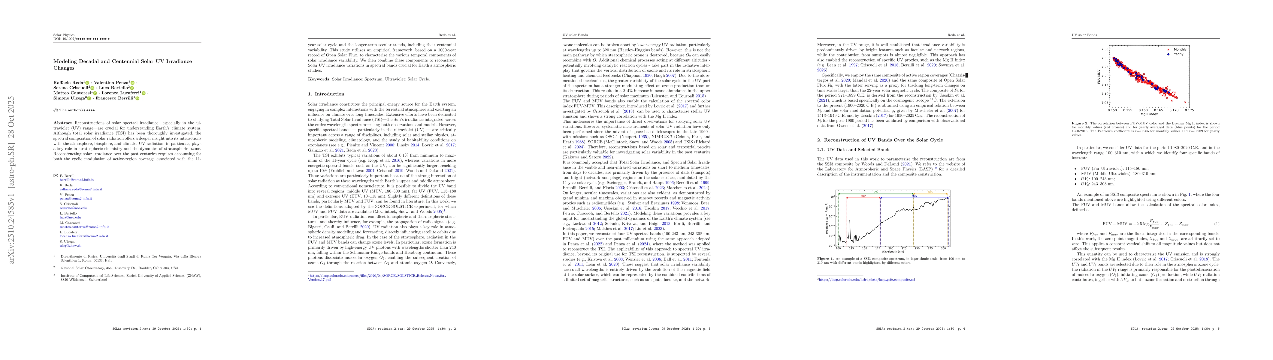 Thumbnail for Modeling Decadal and Centennial Solar UV Irradiance Changes