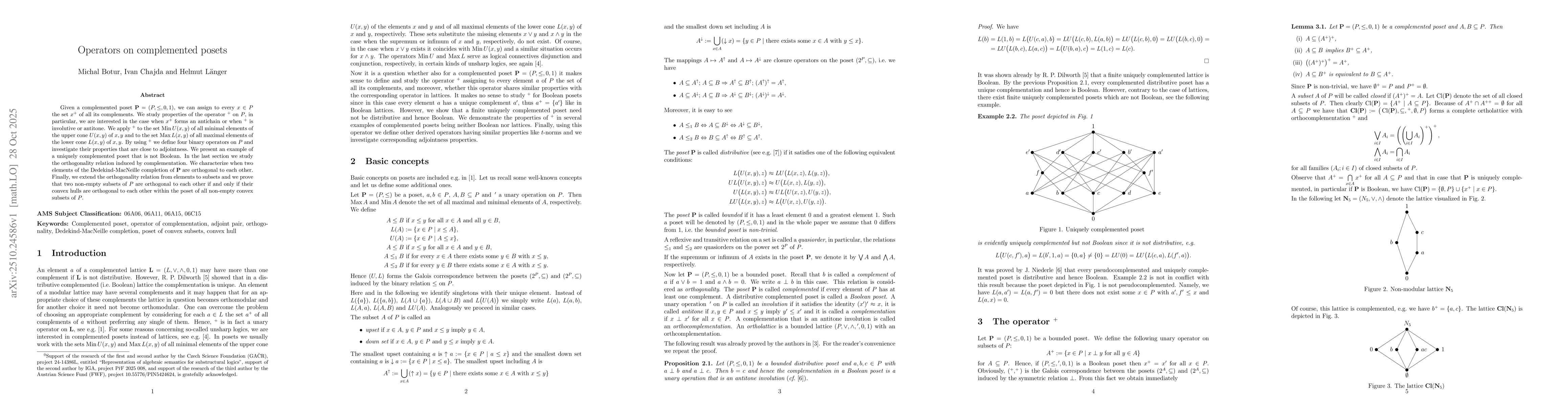 Thumbnail for Operators on complemented posets