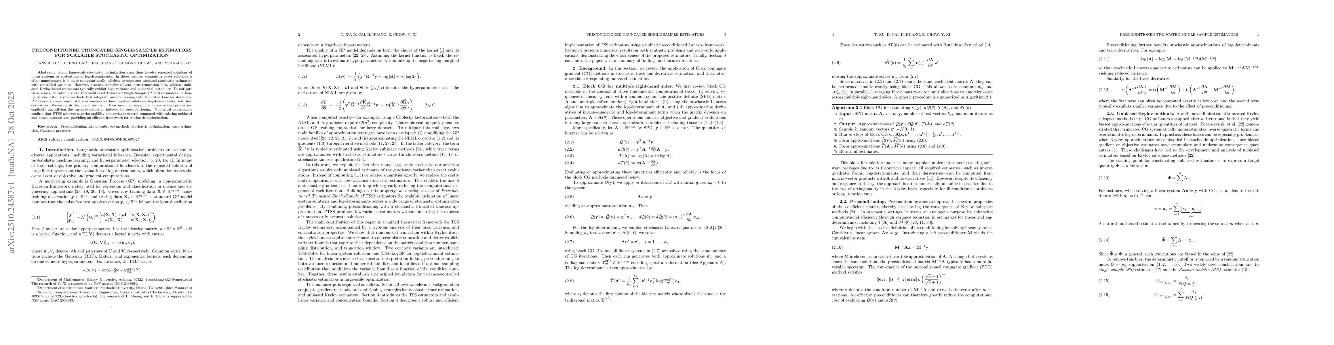 Thumbnail for Preconditioned Truncated Single-Sample Estimators for Scalable
  Stochastic Optimization