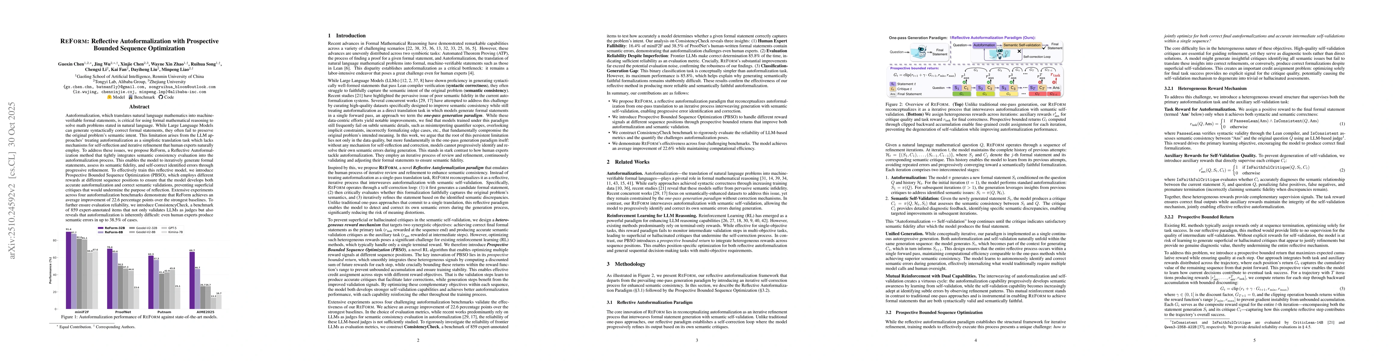 Thumbnail for ReForm: Reflective Autoformalization with Prospective Bounded Sequence
  Optimization