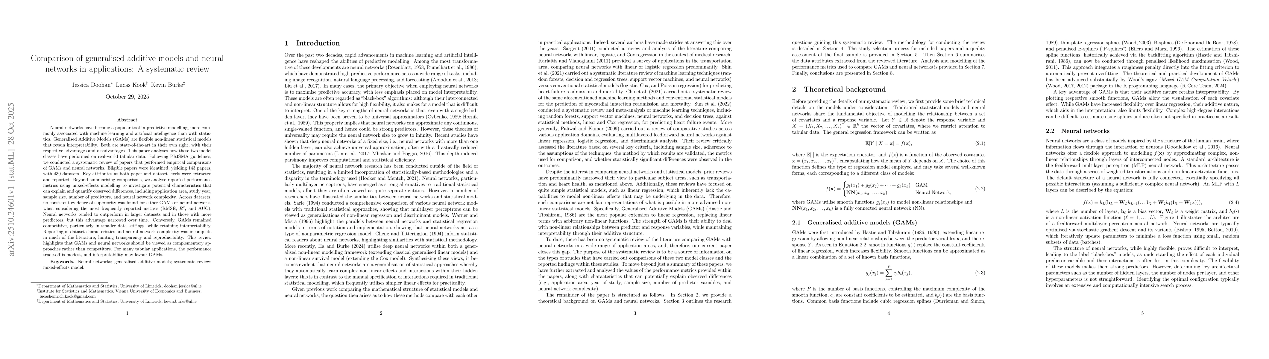 Thumbnail for Comparison of generalised additive models and neural networks in
  applications: A systematic review