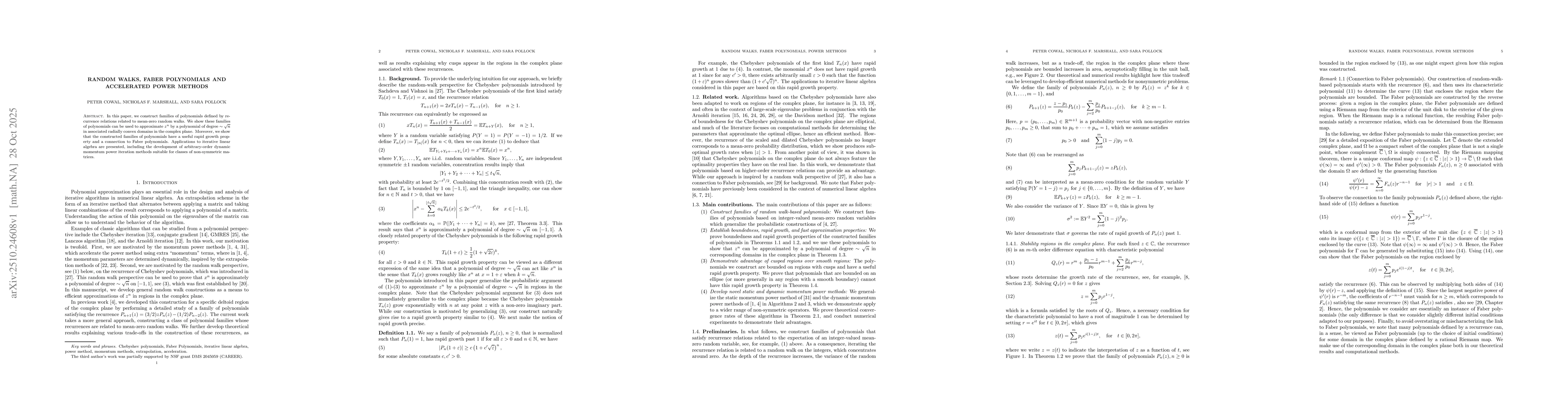 Thumbnail for Random Walks, Faber Polynomials and Accelerated Power Methods