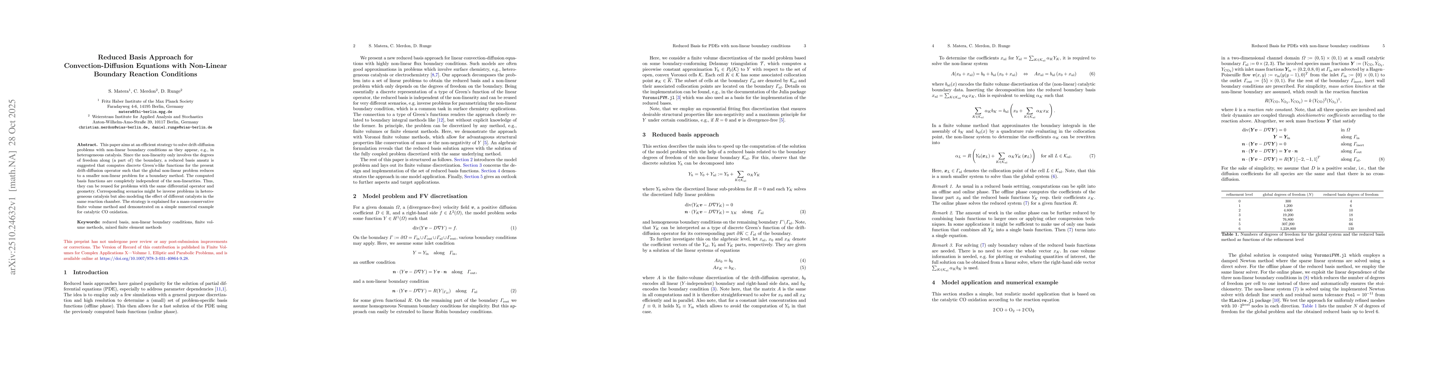 Thumbnail for Reduced Basis Approach for Convection-Diffusion Equations with
  Non-Linear Boundary Reaction Conditions