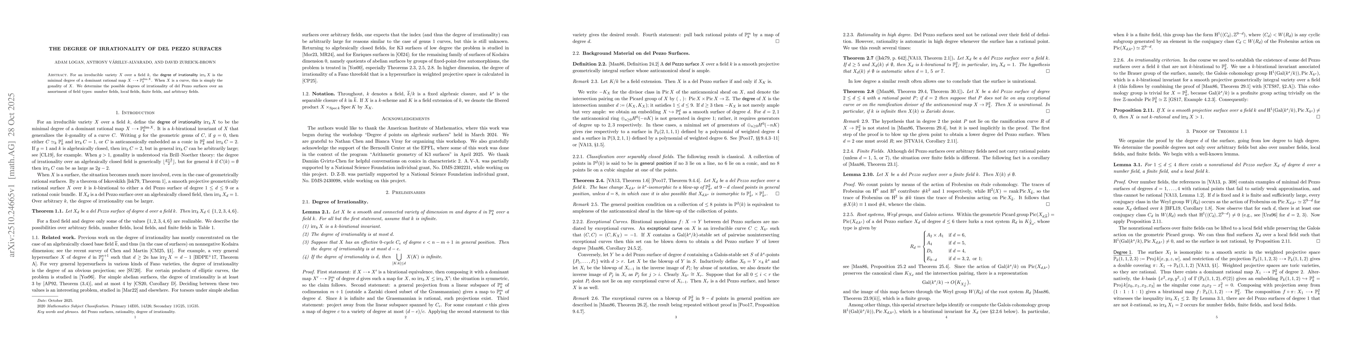 Thumbnail for The Degree of Irrationality of del Pezzo Surfaces