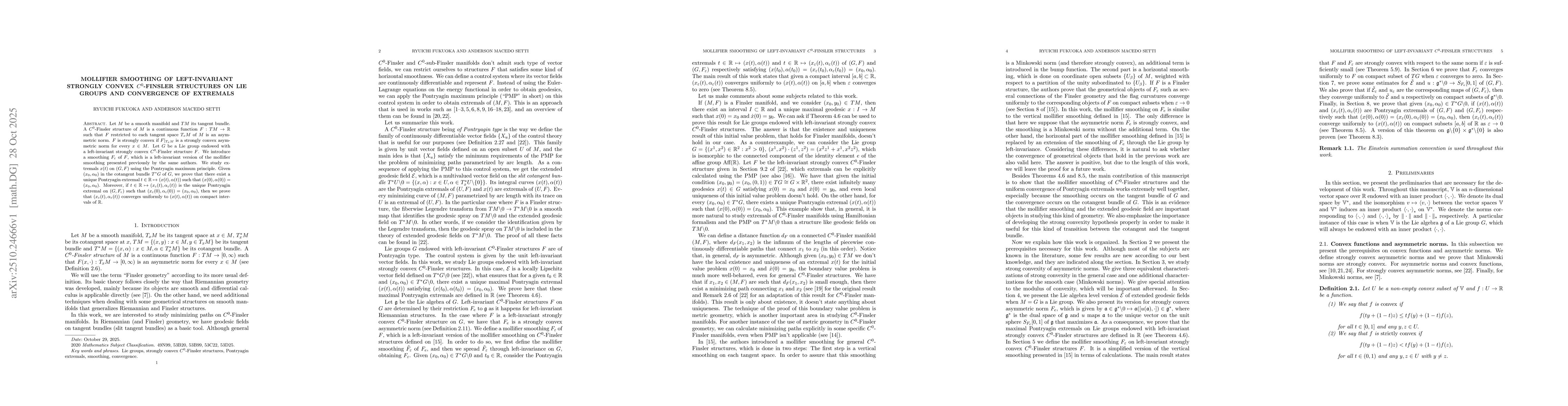 Thumbnail for Mollifier smoothing of left-invariant strongly convex $C^0$-Finsler
  structures on Lie groups and convergence of extremals