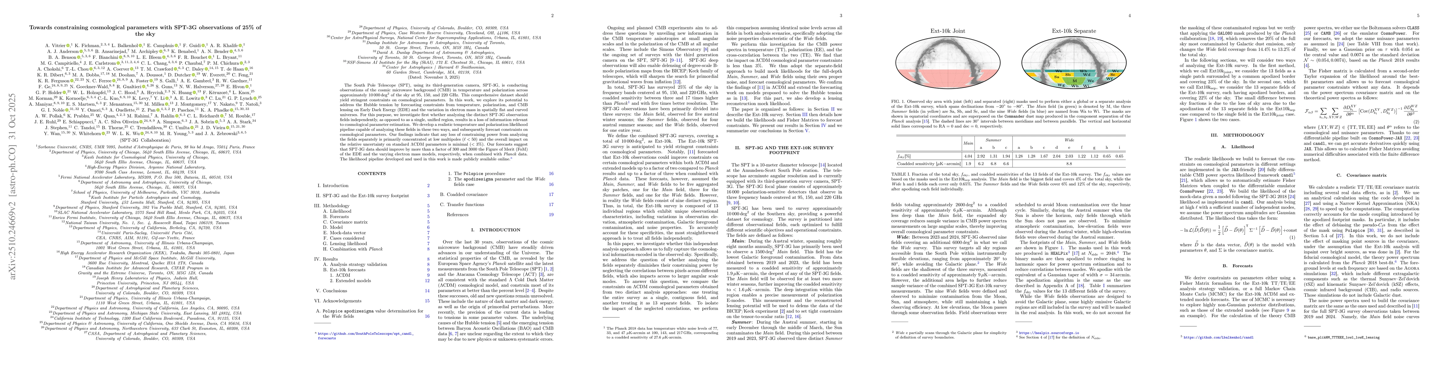 Thumbnail for Towards constraining cosmological parameters with SPT-3G observations of
  25% of the sky