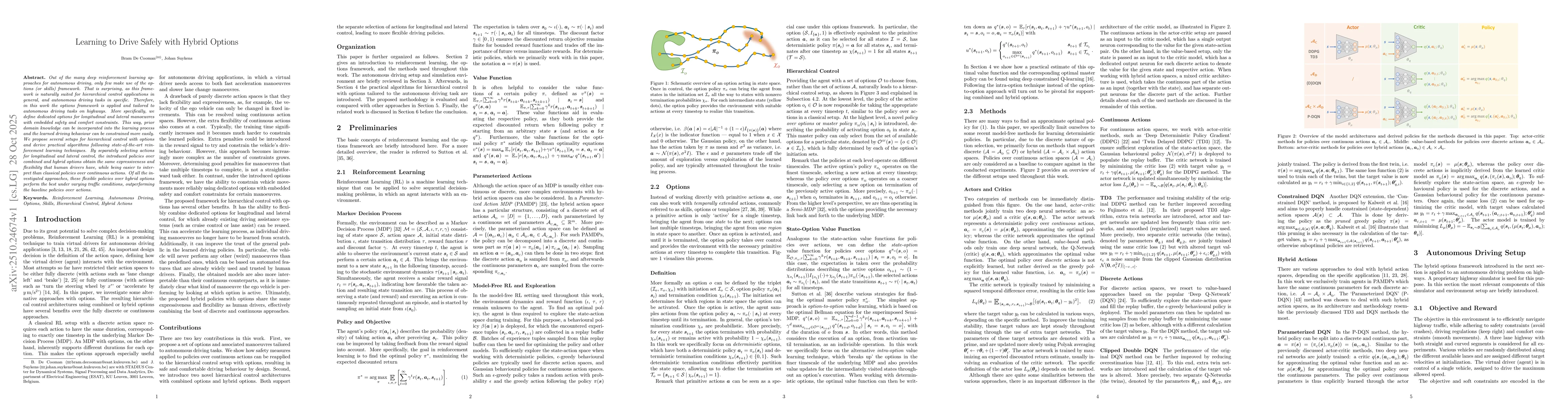 Thumbnail for Learning to Drive Safely with Hybrid Options