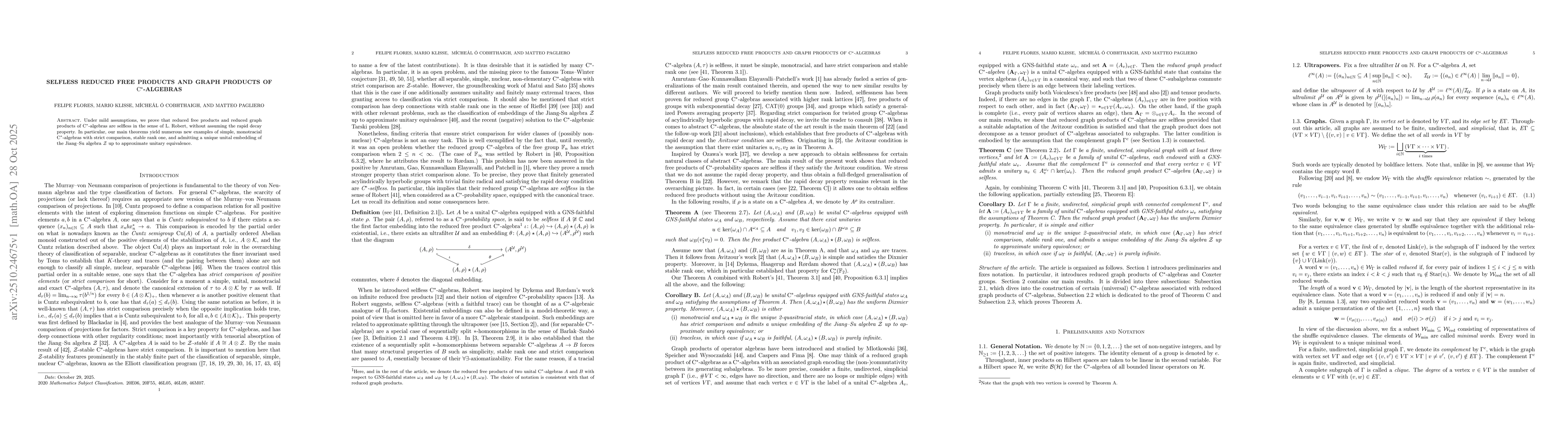 Thumbnail for Selfless Reduced Free Products and Graph Products of
  $\mathrm{C}^\ast$-algebras