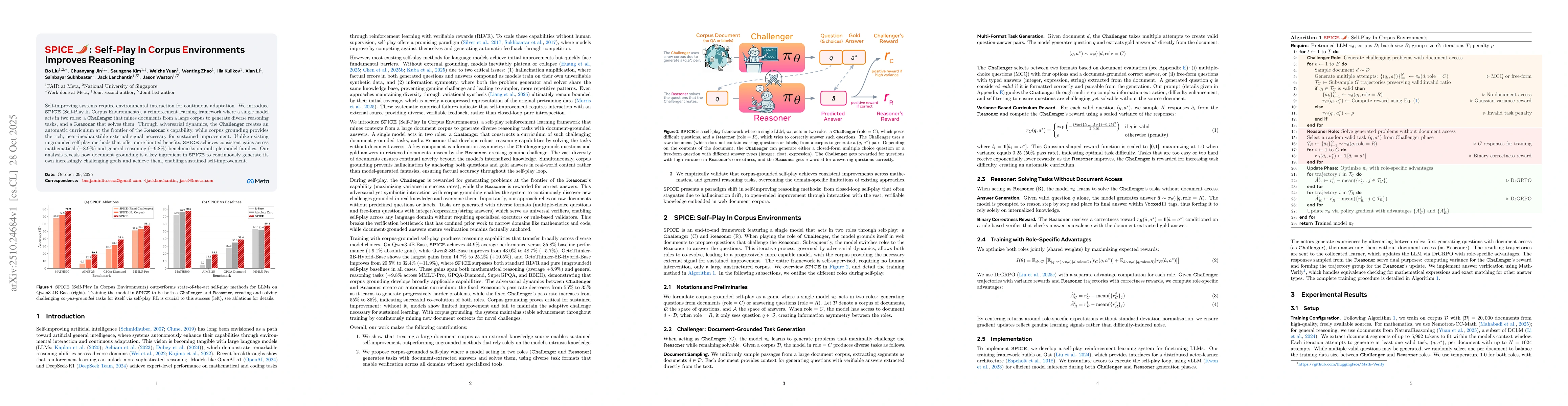 Thumbnail for SPICE: Self-Play In Corpus Environments Improves Reasoning
