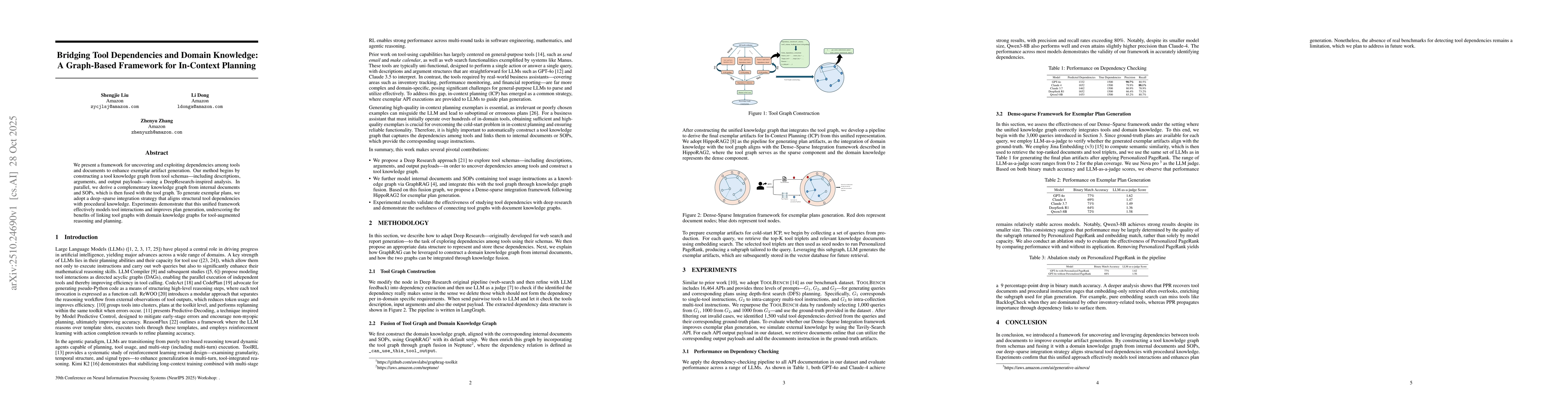 Thumbnail for Bridging Tool Dependencies and Domain Knowledge: A Graph-Based Framework
  for In-Context Planning