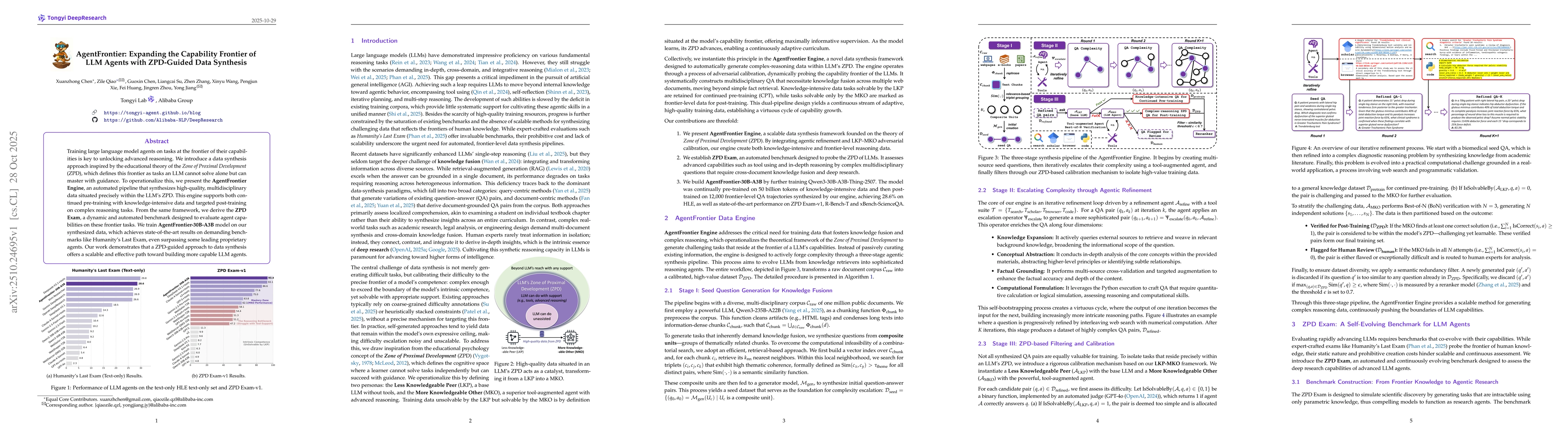 Thumbnail for AgentFrontier: Expanding the Capability Frontier of LLM Agents with
  ZPD-Guided Data Synthesis