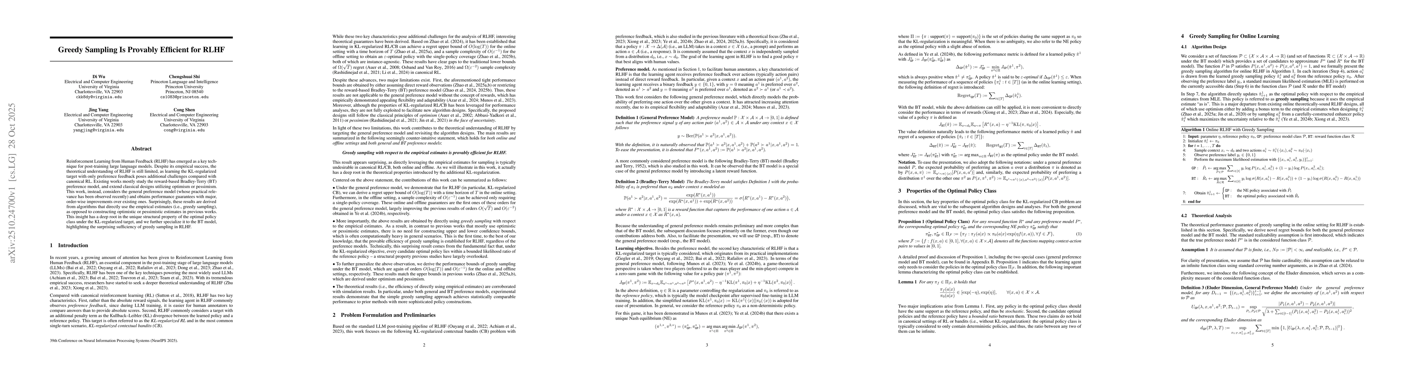 Thumbnail for Greedy Sampling Is Provably Efficient for RLHF