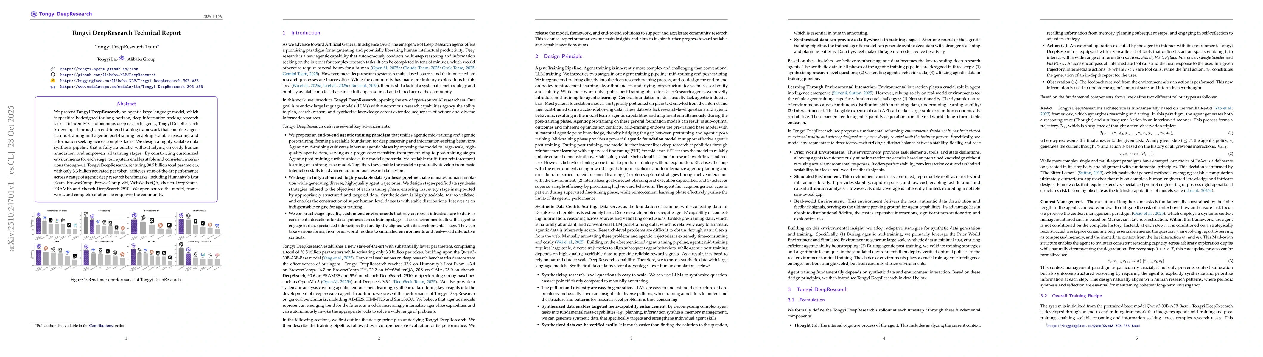 Thumbnail for Tongyi DeepResearch Technical Report