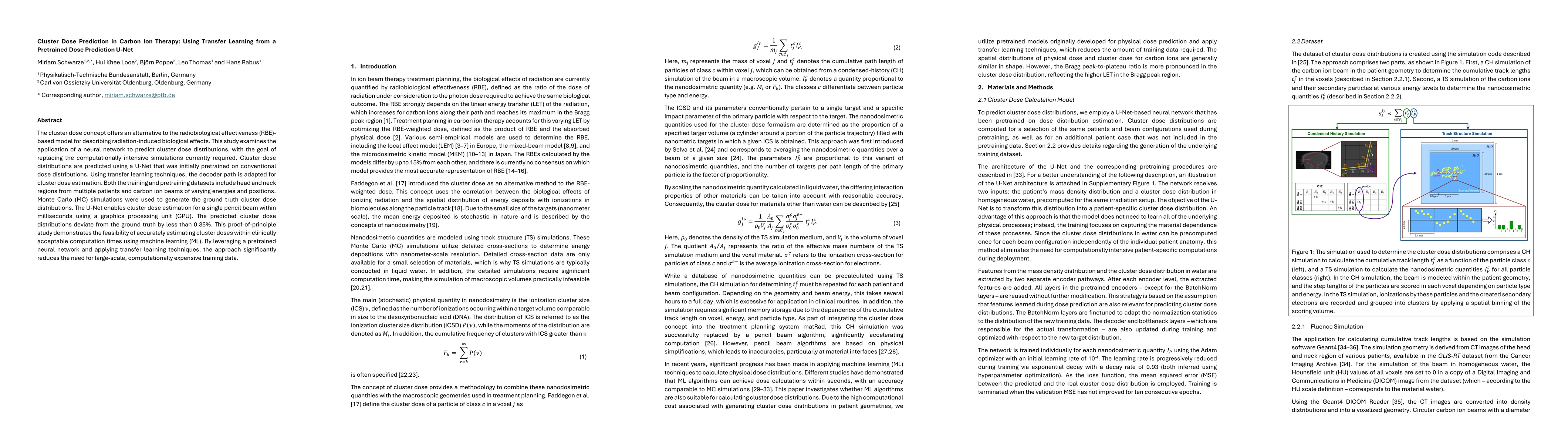 Thumbnail for Cluster Dose Prediction in Carbon Ion Therapy: Using Transfer Learning
  from a Pretrained Dose Prediction U-Net