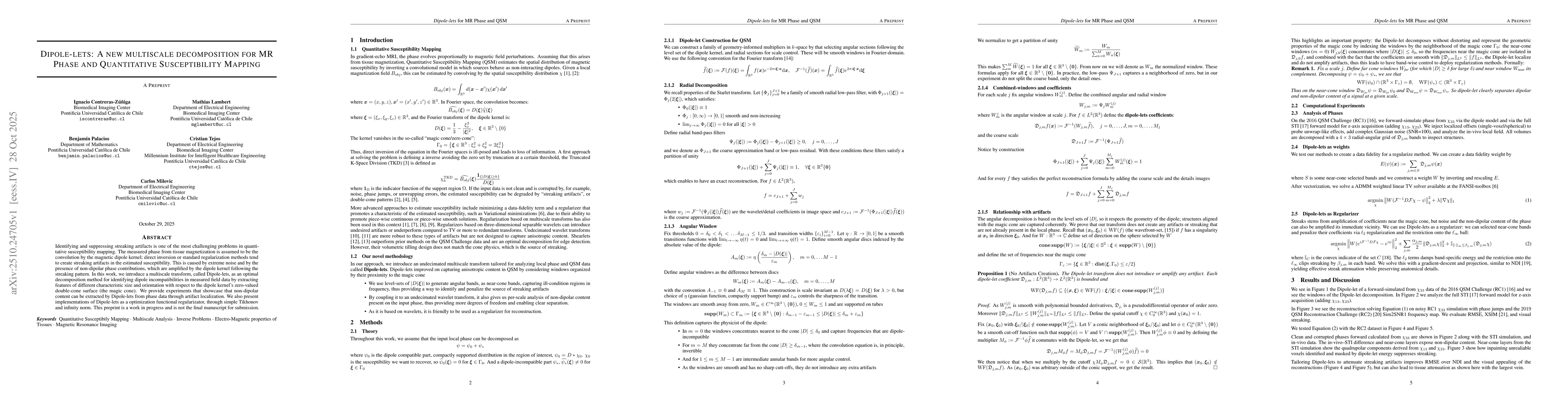 Thumbnail for Dipole-lets: a new multiscale decomposition for MR phase and
  quantitative susceptibility mapping